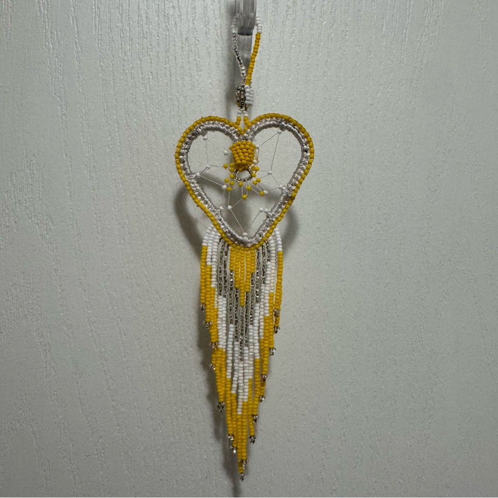 Huichol Beaded Heart Dreamcatcher